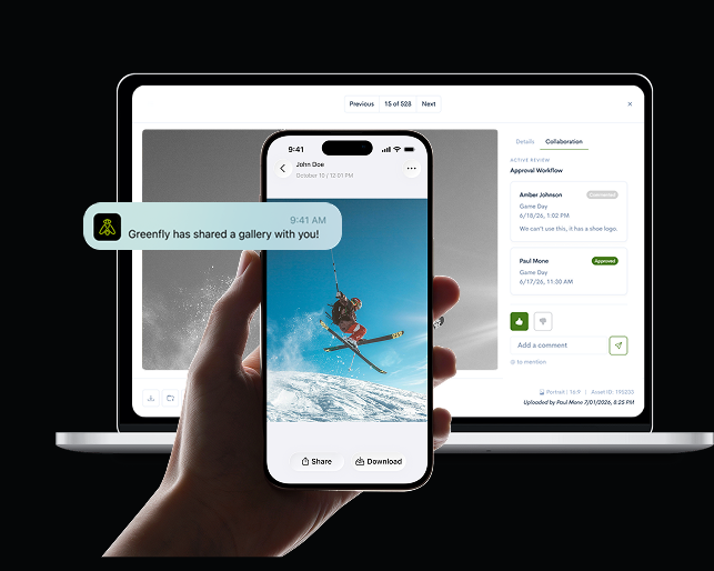 New asset notification arriving on athlete's phone