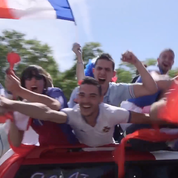 Spirited fans fly the French flag during the European Championships.