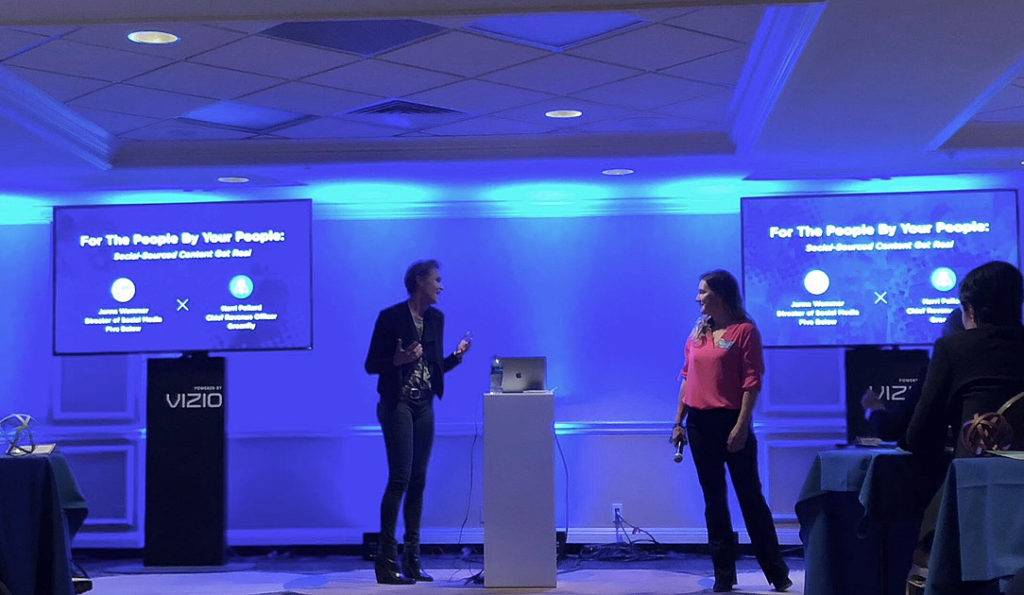 worldzsessionblogfinal Greenfly CRO Kerri Pollard and Five Below Director of Social Media Janna Wemmer leading a WORLDZ 2018 Master Course session on social content.