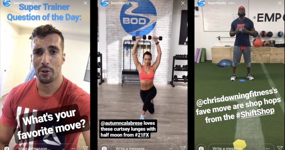 Social video examples of Beachbody trainers on Instagram.