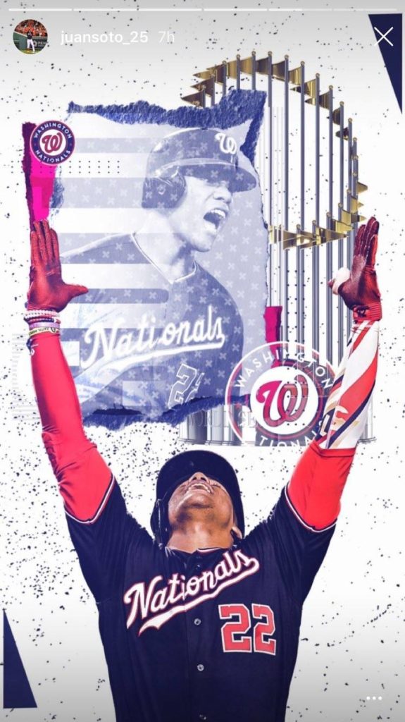 Juan Soto custom baseball graphic on Instagram Stories