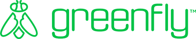 The Greenfly logo with the greenfly icon positioned to the left of the name Greenfly, all in green