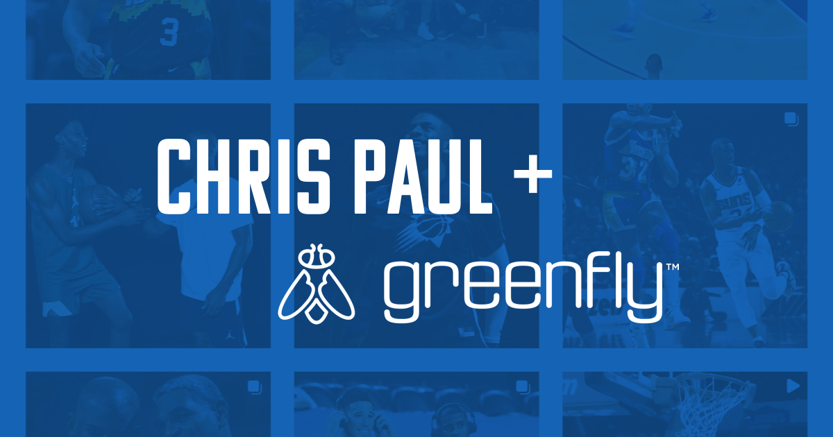 Chris Paul and Greenfly logo over background