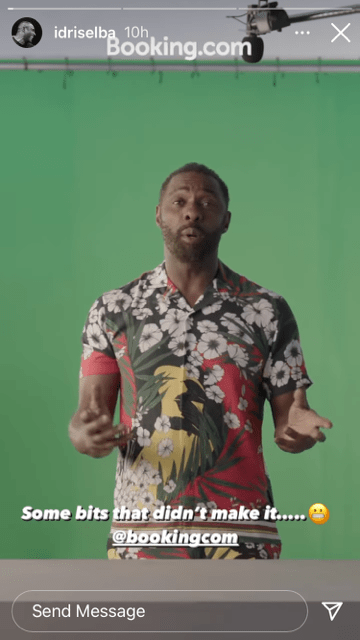 Idris Elba booking.com on Instagram Stories - Super Bowl ads athlete & celebrity ambassadors