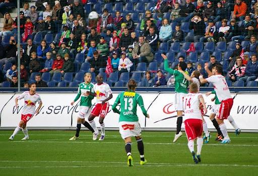 Sports are entertainment: fans in stands at a football / soccer game