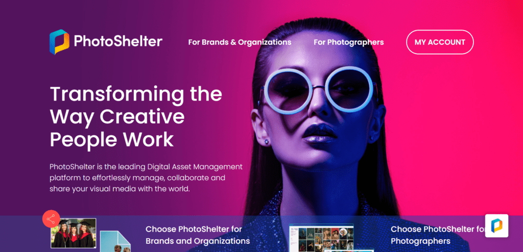 Upload then share photos with clients with Photoshelter