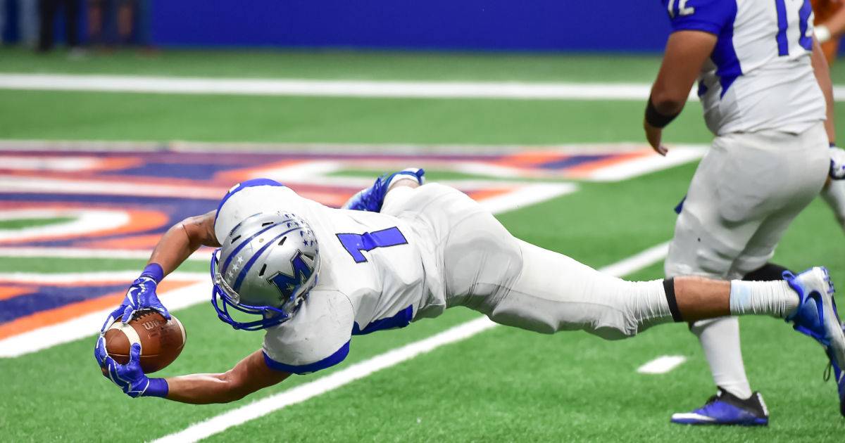 football player catches ball before end zone, a photo share photos with the player