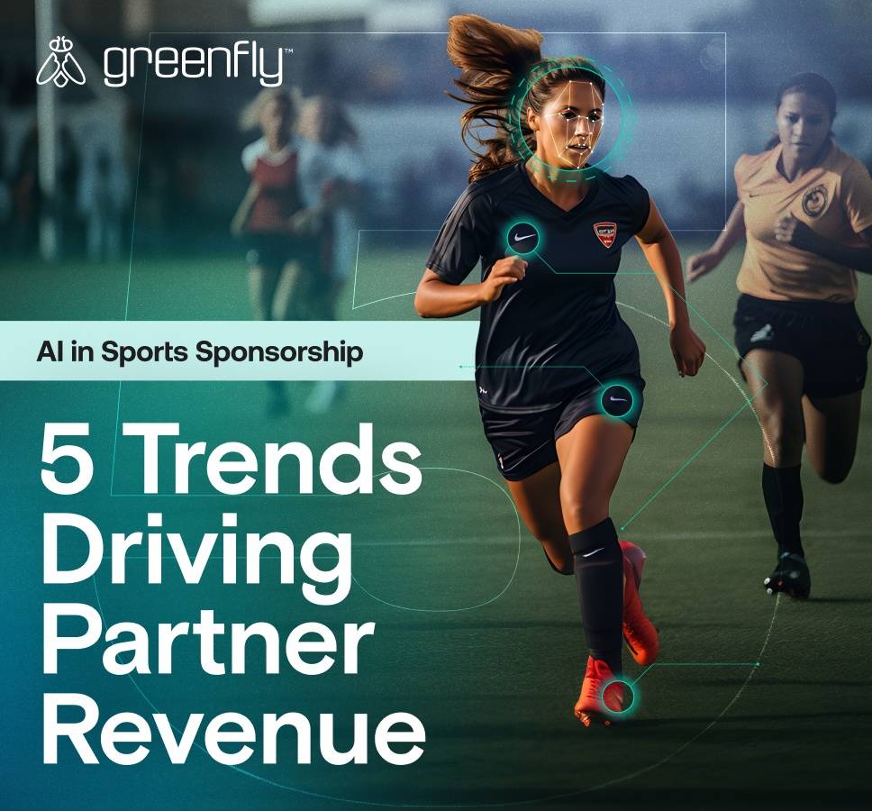 AI in Sports Sponsorship: 5 Trends Driving Partner Revenue text over two soccer players running image.